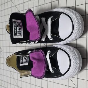 Women Sz6 Converse Black & Purple Chuck Taylor Sneakers Classic Low-Top…